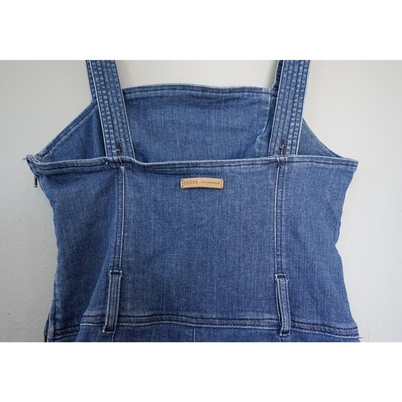 Guess Women Demin Frayed Flare Leg Bib Overalls 10 Farm 70s Y2K Style Western - Picture 6 of 15